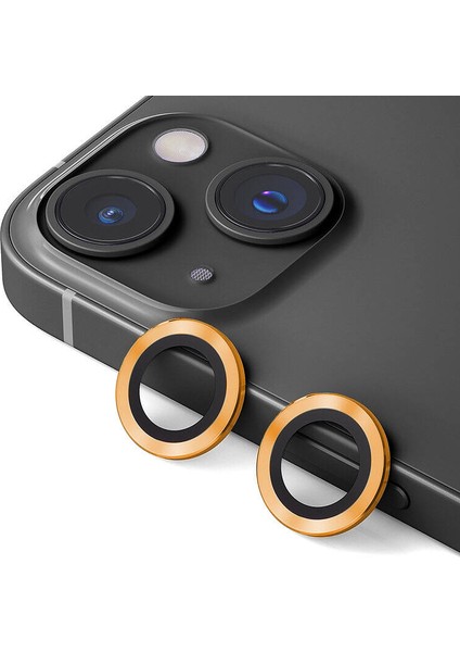 iPhone Uyumlu 14 Plus Zore Cl-12 Premium Safir Parmak Izi Bırakmayan Anti-Reflective Kamera Lens Koruyucu-Turuncu