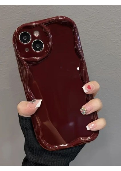 Iphone 15 Uyumlu Kılıf Dalgalı Kenarlı Şık Darbelere Karşı Dayanıklı Yumuşak Silikon Kapak Bordo fiyatları