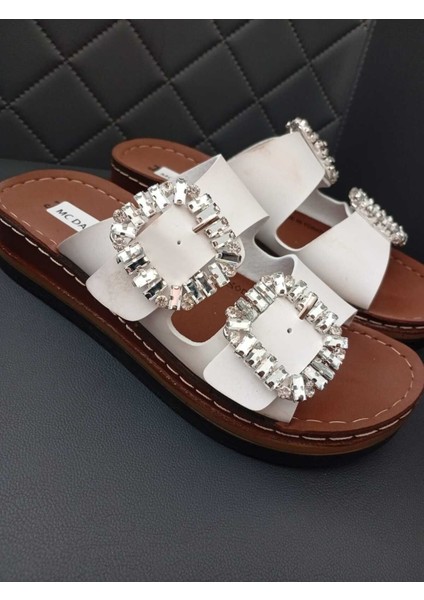 37145 Dolgu Topuklu Orotpedik Dikişli Taban Taşlı Terlik fiyatları