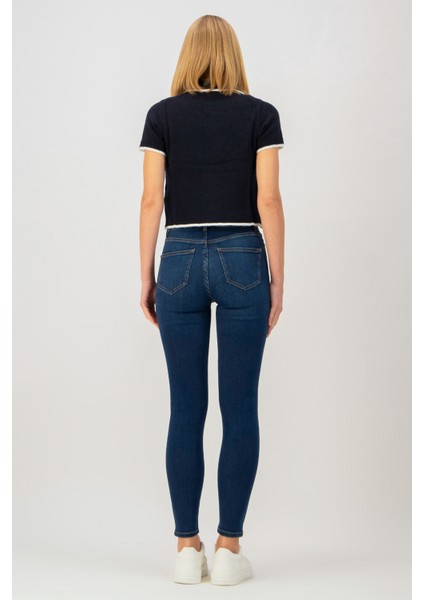 NELLY Skinny Fit Orta İndigo Kadın Jean Pantolon