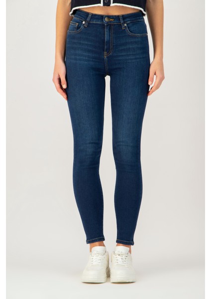 NELLY Skinny Fit Orta İndigo Kadın Jean Pantolon