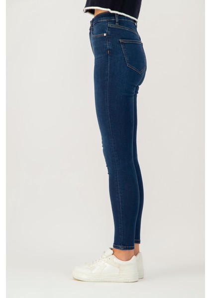 NELLY Skinny Fit Orta İndigo Kadın Jean Pantolon