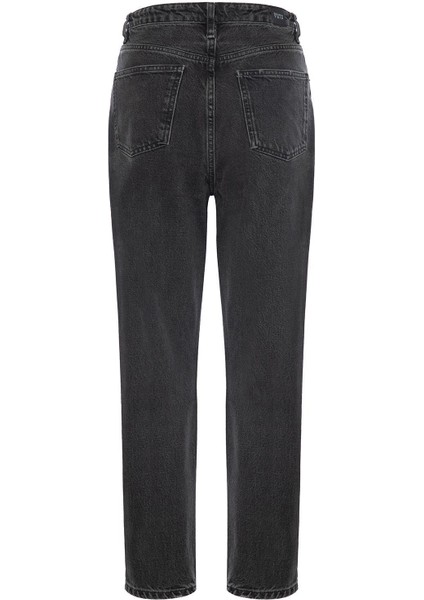 SANDY Mom Fit Antrasit Kadın Jean Pantolon