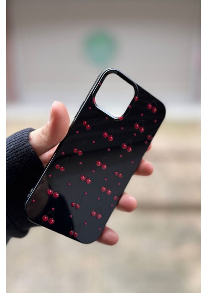 Apple Iphone 12/12PRO Uyumlu Kılıf Kiraz Desenli Darbelere Dayanıklı Yumuşak Silikon Kapak Siyah fiyatları