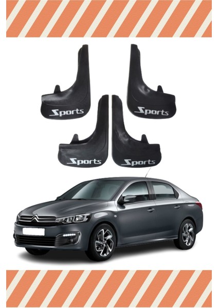 Citroen C Elysee Sports Yazılı 4’lü Tozluk Çamurluk Paçalık Uyumlu Set