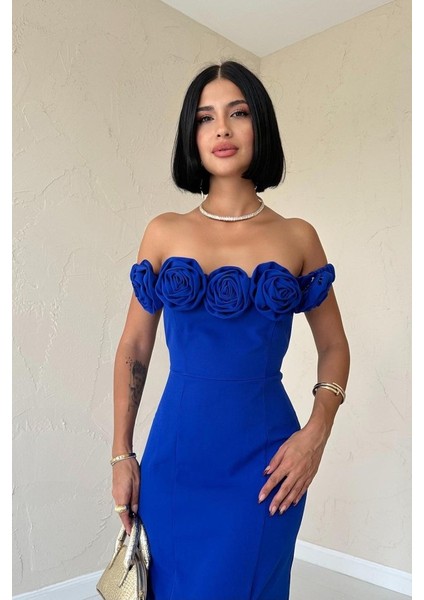 Saks Madonna Yaka Güllü Elbise