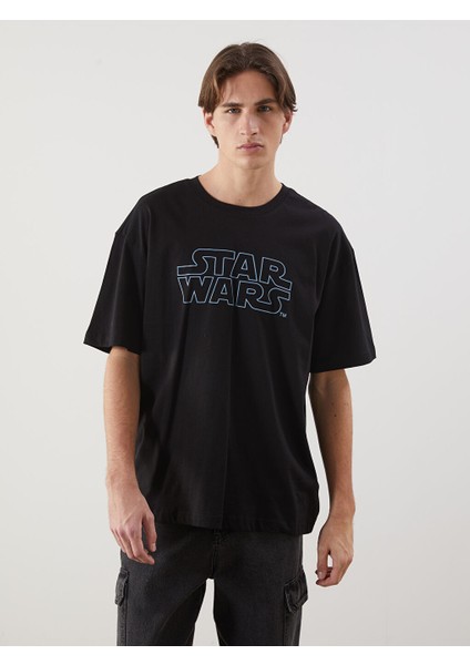 Yeni Sezon Bisiklet Yaka Star Wars Baskili Penye Erkek Tisort - S5IB14Z8