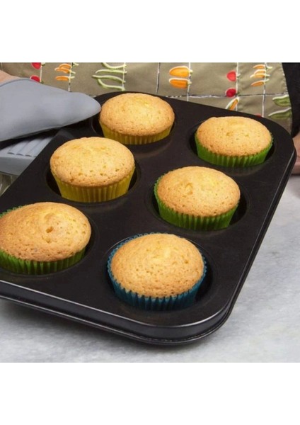 2 Adet Cupcake Fırın Kalıbı 6 Büyük Bölmeli Muffin Kek Kalıbı