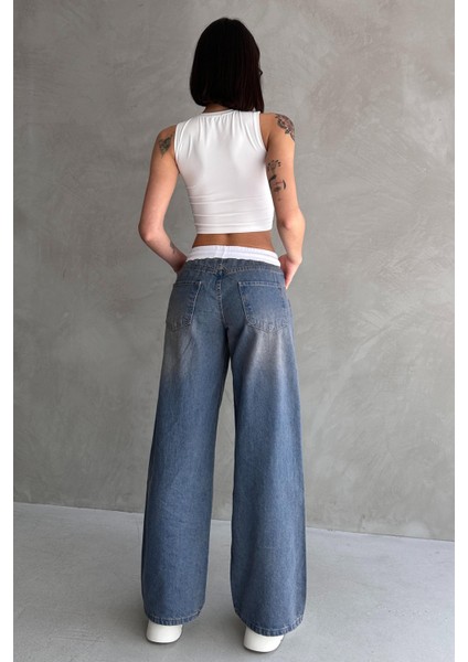 Yüksek Bel Bağcık Bel Detay Jean fiyatları