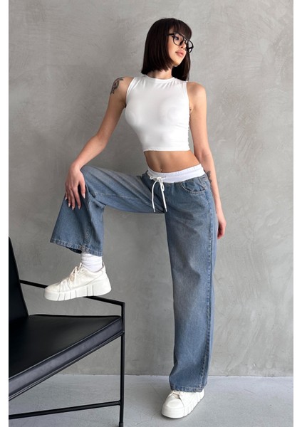 Yüksek Bel Bağcık Bel Detay Jean modelleri
