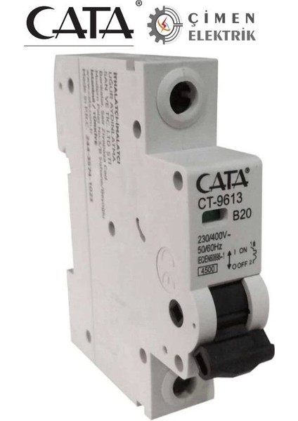Cata Ct 9613 1X20A 4.5ka B Tipi Otomatik Sigorta