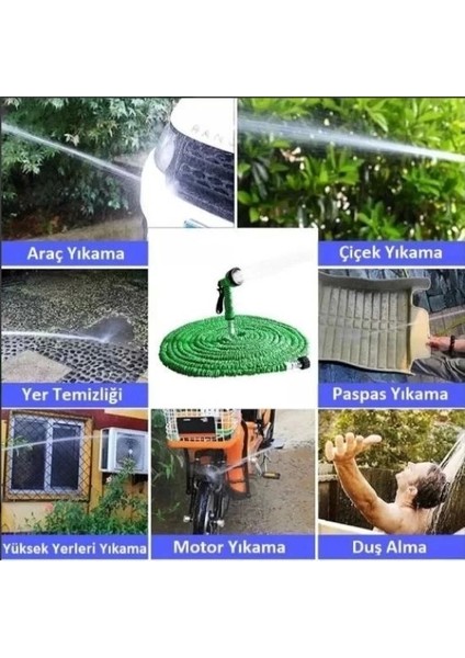 Uzayan Hortum Tabancalı 15 Metre Magic House | Bahçe Sulama Için Expandable Hose
