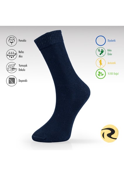 Pamuklu Dıyabetik Erkek Düz Tenis Çorap Premium Tekli