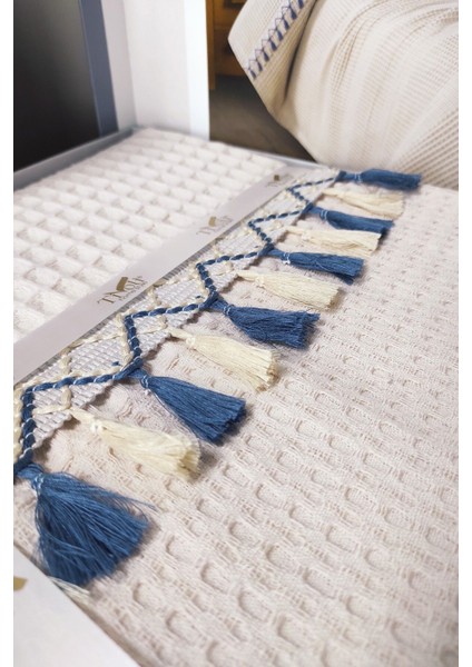 Çift Kişilik 4 Parça Püsküllü Havuz Pike Takımı - Tiffany- Natür indirimleri