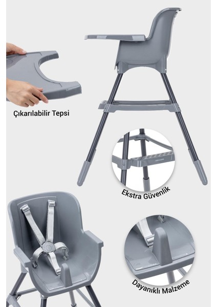 Ergo Mama Sandalyesi Gri 0-3 Yaş İçin Dayanıklı Metal Yapı ve Emniyet Kemeri modelleri