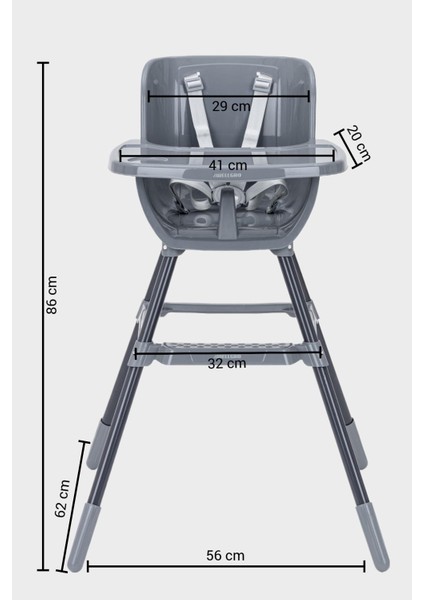 Ergo Mama Sandalyesi Gri 0-3 Yaş İçin Dayanıklı Metal Yapı ve Emniyet Kemeri indirimleri