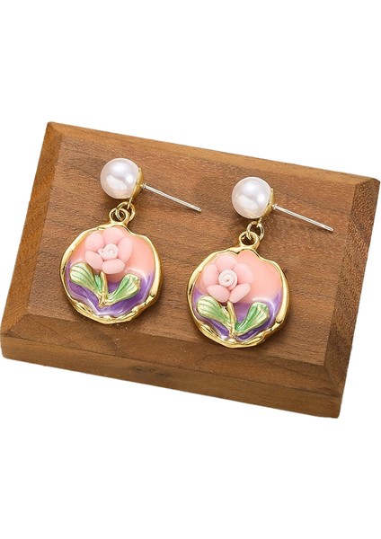 Fransız Monet Bahçesi Renkli Yağ Damlası Havadar Küpe (Yurt Dışından)