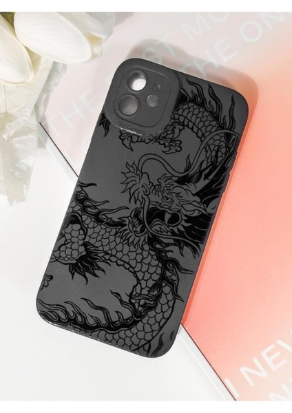 Iphone 12 Uyumlu Kılıf Mat Siyah Ejderha Desenli Darbelere Dayanıklı Yumuşak Kamera Korumalı Kapak fiyatları