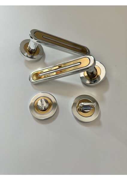 Kubik Krom Albirifin Rozetli Wc Kapı Kolu (1tk-Arka ve Ön)