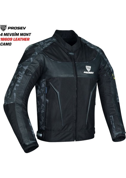 Prosev 18609 Hörgüçlü Kışlık Kısa Mont (Camo-Siyah)