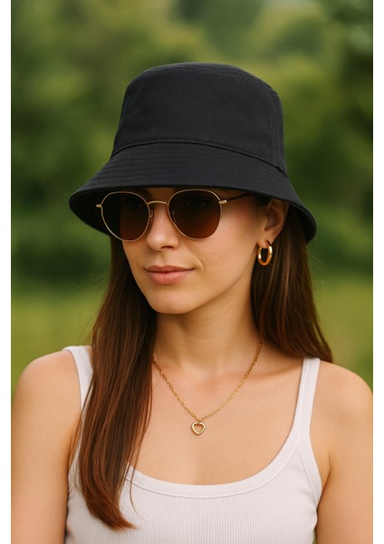 Unisex Bucket Şapka - Pamuk Kumaş Günlük Yazlık Kova Balıkçı Şapka