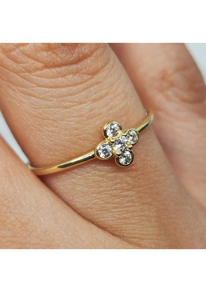 Gümüş Yüzük - Minimal Papatya Signity Swaroski (Zirkon) 925 Ayar Gümüş Yüzük