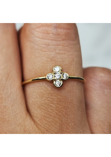 Gümüş Yüzük - Minimal Papatya Signity Swaroski (Zirkon) 925 Ayar Gümüş Yüzük