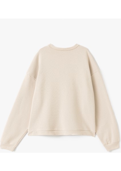 Yeni Sezon Şardonlu Kiraz Baskılı Uzun Kollu Bisiklet Yaka Oversize Sweatshirt fırsatları