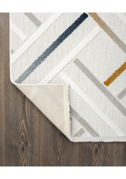 Tablo TL003A Krem Halı Çizgili Desen Antialerjik Pamuk Taban Yıkanabilir Salon Halısı Yatak Odası fırsatları