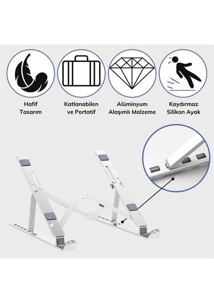 Ayarlanabilir Dizüstü Destek Tabanı Tamamen Katlanabilir Taşınabilir Laptop Yükseltici indirimleri