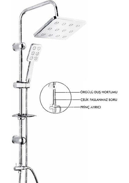 Robot Duş Seti Krom Dikdörtgen Çok Fonksiyonlu Yağmur Robot Duş Sistemi