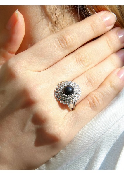 Doğal Taş Oniks Doğal Taşlı Telkari Model Kadın Ayarlanabilir Gümüş Kaplama Yüzük EUY63OR fiyatları