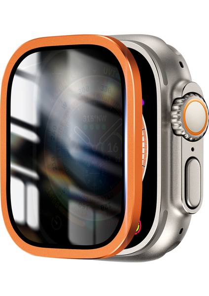 Apple Watch Ultra 49MM / Ultra 2 49MM Alüminyum Alaşımlı Saat Kılıfı ve Casusluk Önleyici Temperli Cam Filmi (Yurt Dışından)