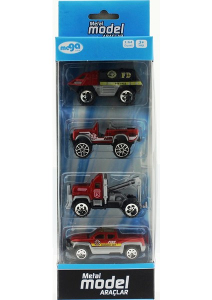 4'lü Die Cast Itfaiye Seti