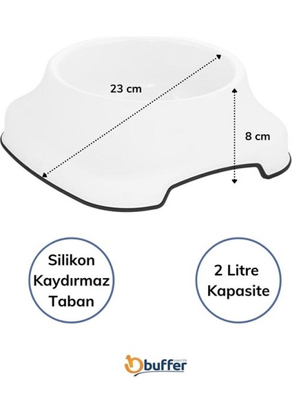 Silikon Kaydırmaz Taban Plastik Kedi ve Köpek Mama ve Su Kabı 2 L modelleri