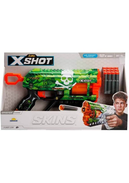 36561 X-Shot Skins Griefer 12 Mermili Sünger Dart Atan Silah 32 cm indirimleri