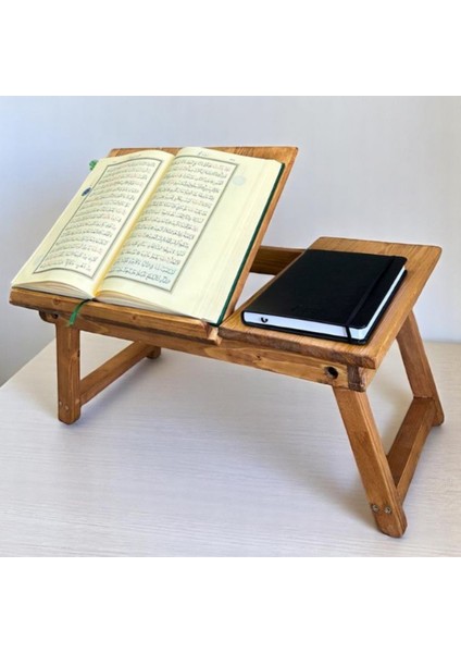 Ahşap Kuran-I Kerim Rahlesi - Ergonomik, Katlanabilir ve Ayarlanabilir Masaüstü Tasarım ile Konforlu Kitap Okuma