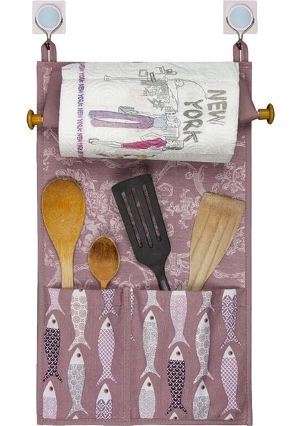 Çok Amaçlı Ahşap Kulplu Mutfak Peçete Askılığı ve Kaşıklık