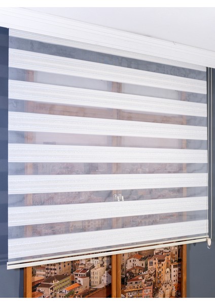 Simli Gold Zebra Stor Perde modelleri