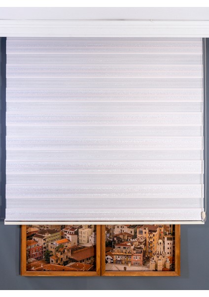 Simli Pudra Zebra Stor Perde