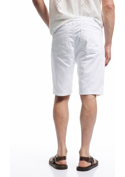 Yeni Sezon Beli Bağcıklı Cep Detaylı Bermuda Slim Fit Jean Şort