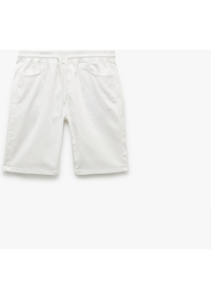Yeni Sezon Beli Bağcıklı Cep Detaylı Bermuda Slim Fit Jean Şort