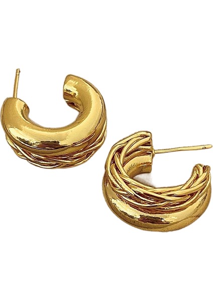 Niş Tasarım Metal Saplama Küpeler Moda Vintage Basit Moda Küpeler (Yurt Dışından)