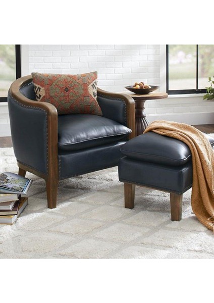Klasik Berjer Önü Deri Döşeme Minderli Puf 40*60 cm fiyatları