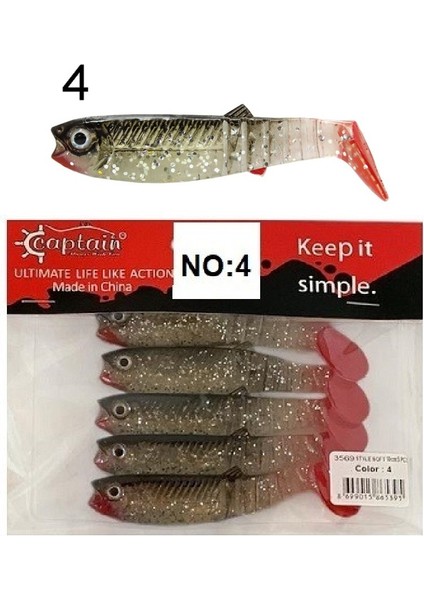 3569 Style Soft 10CM 10GR Levrek Turna Silikonu 5'li Paket Silikon Yem