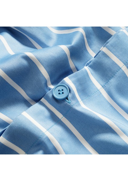 Solıd 300 Tc Geniş Çizgili Çift Kişilik Pamuk Saten Nevresim Seti 200X220 cm Mavi modelleri