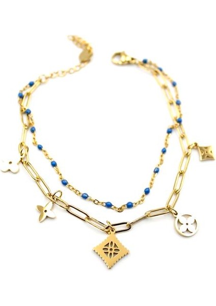 Boncuklu Bileklik - Altın