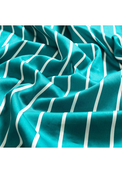 Solıd 300 Tc Geniş Çizgili Çift Kişilik Pamuk Saten Nevresim Seti 200X220 cm Koyu Yeşil fırsatları