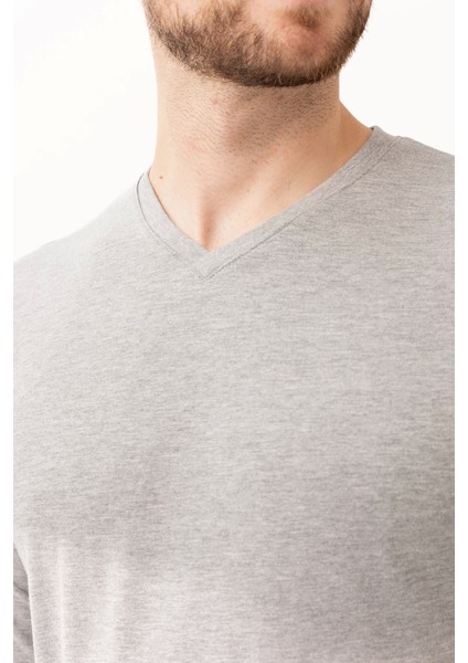 Gaura V Yaka Uzun Kollu T-Shirt - Pamuklu, Nefes Alabilir, Rahat Kesim, Günlük ve Iş Kullanımı Için modelleri