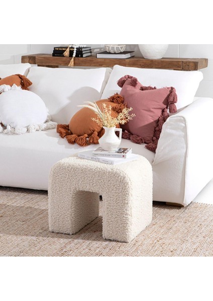 Folk U Puf/bench Peluş Kumaş 40*45 cm / Yükseklik 46 cm